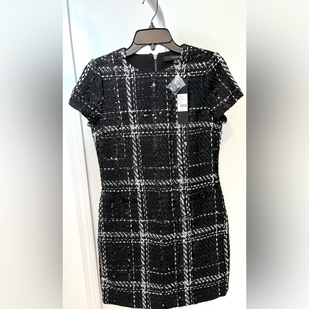Toccin NWT Annie Plaid Tweed Short-Sleeve Dress - Picture 5 of 9